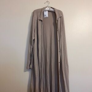 H&M NWT Tan Button-Up Cardigan Linen Blend Size XL
